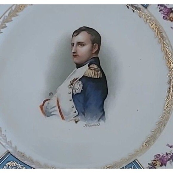 Porcelain Napoleon Cabinet Plate Gold Trim Crown Over N Mark - Picture 2 of 8